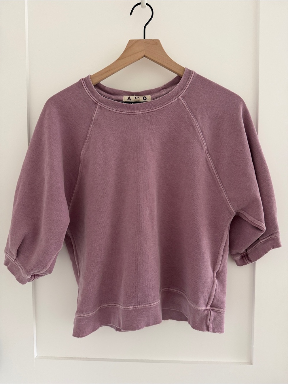 AMO Short-Sleeve Crewneck Sweatshirt in Mauve